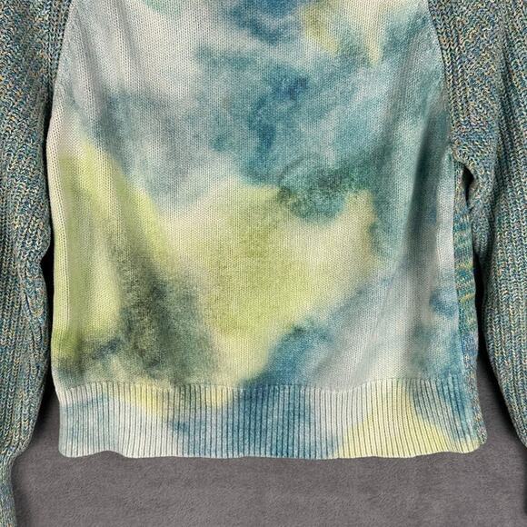 Anthropologie Sweater Womens Extra Small Green Tie Dye Hippie Boho Stretch Comfy - Picture 3 of 11